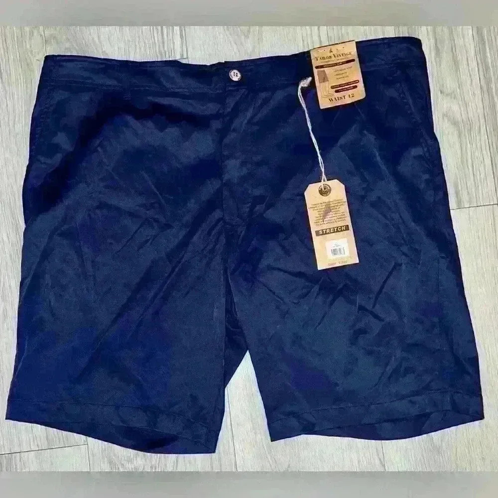 NEW Men Tailor Vintage Greenwich Slim Fit Chino Shorts - Blue - Size 42